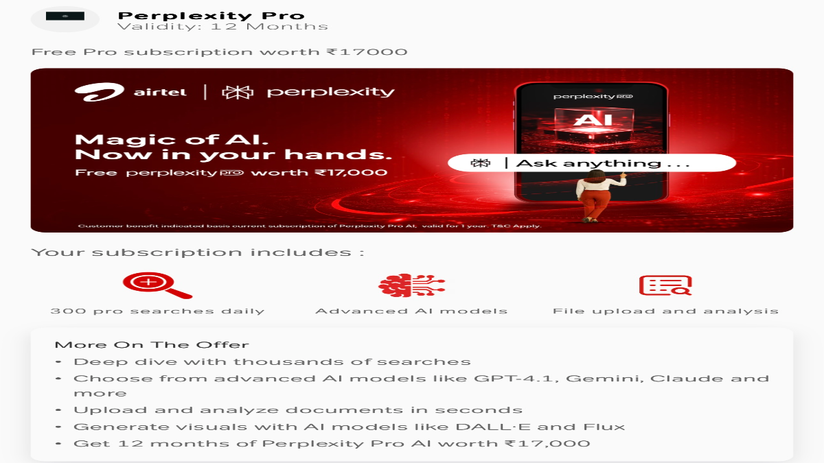 Airtel Users Ko Mila ₹17,000 Ka Perplexity Pro AI Free – Full Offer Details