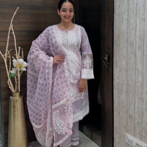 Organza with polka dot digital print Suit