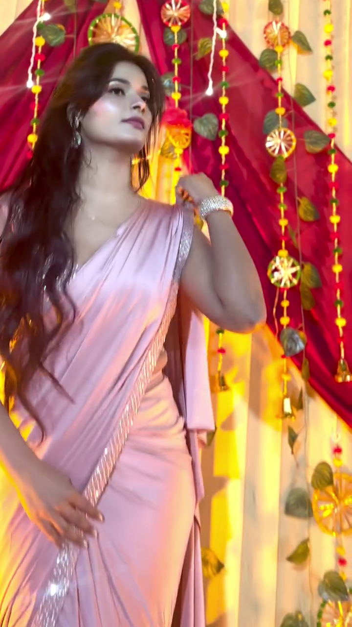 Peachy Peach Drape Ruffle Saree ? A Contemporary Twist on Timeless Elegance - Image 3