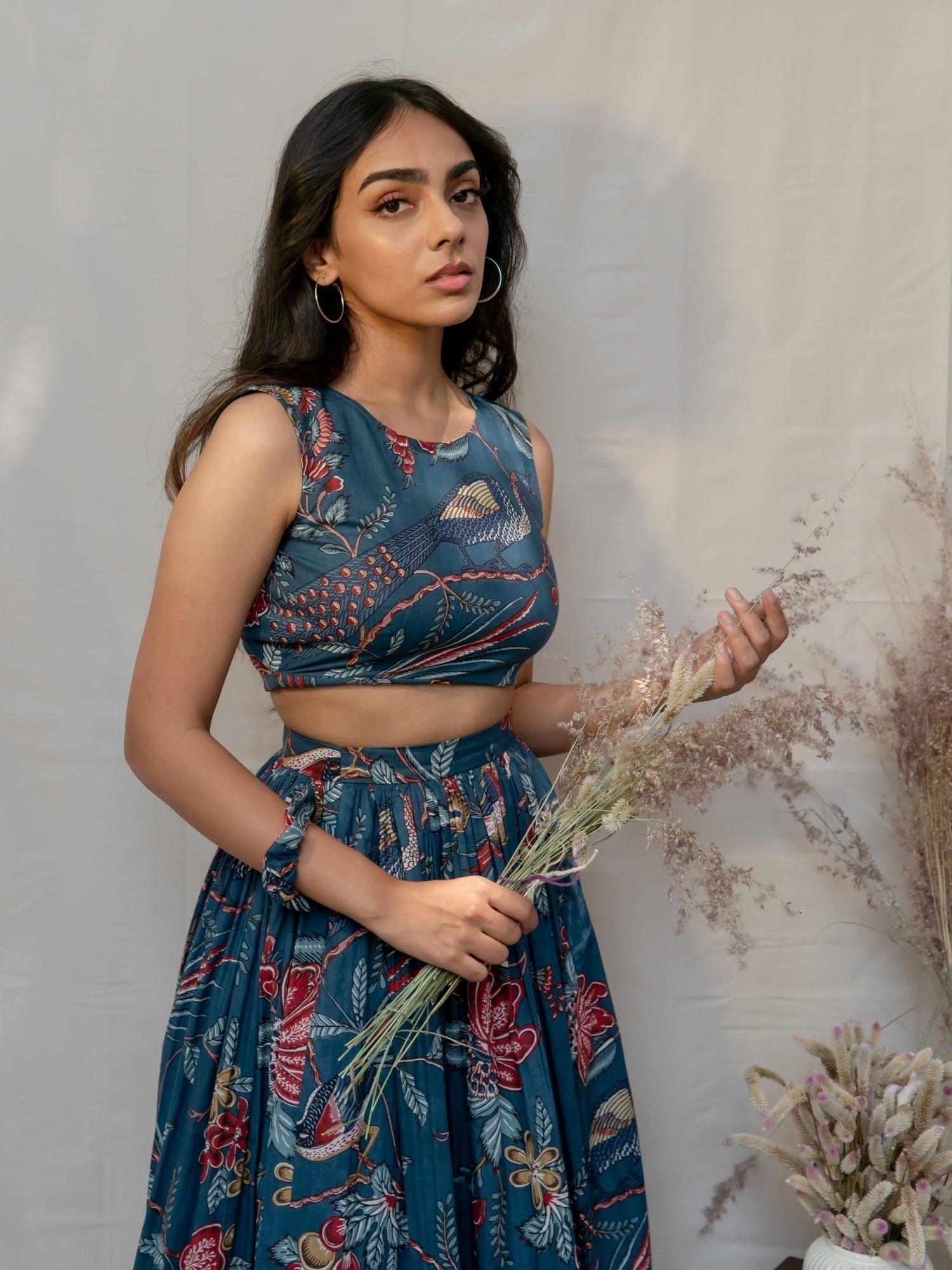 This set of crop top and maxi skirt is crafted in printed cotton Lehenga choli - Image 2