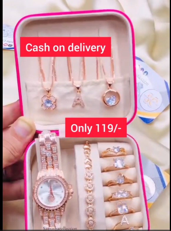 Rose Gold Crystal Jewelry Gift Set with Watch – Complete Elegant Collection