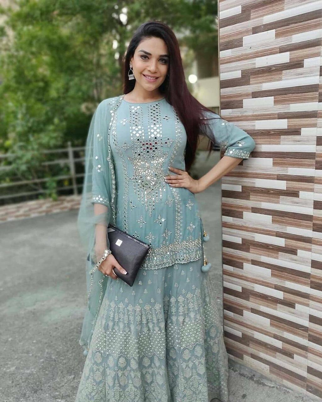 Georgette Rama Color Designer Palazzo Suit