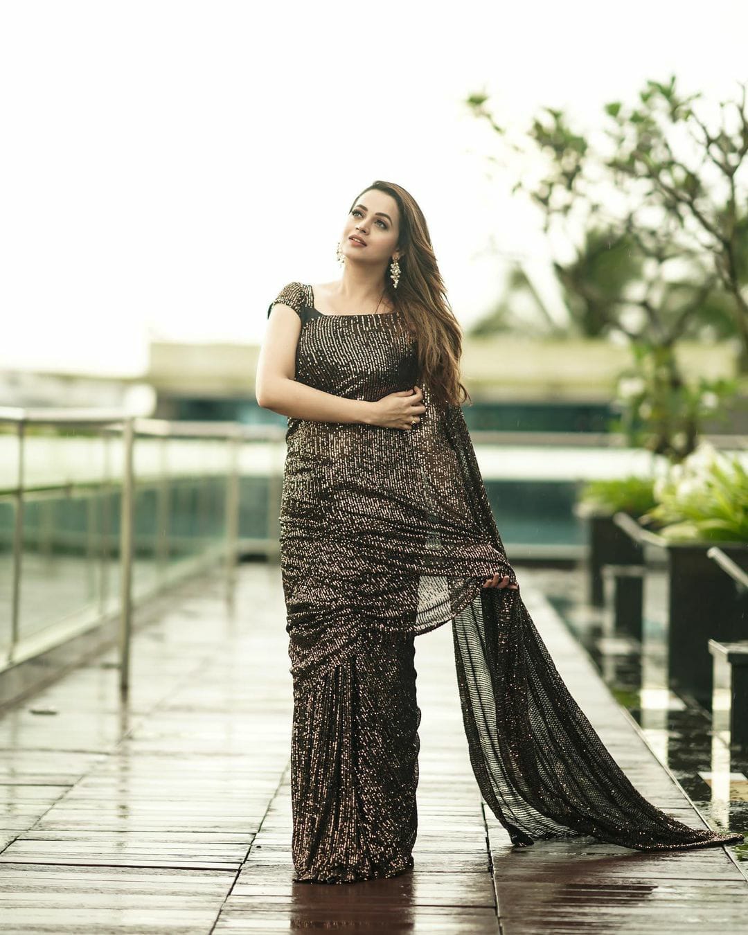 Black Color Sequence Embroidery Work Beautiful Georgette Saree - Image 4