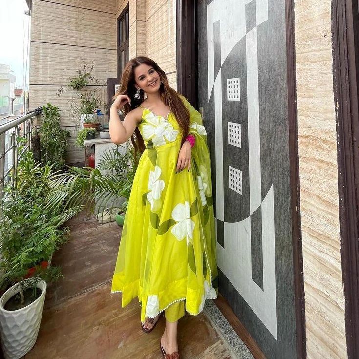 Parrot Green Color Digital Printed Anarkali Gown - Image 4