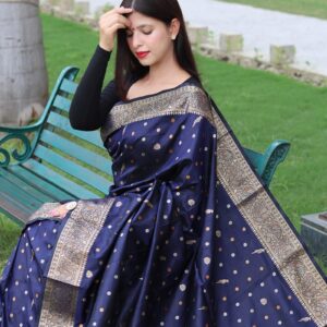 Navy Blue Color Elegant Silk Saree
