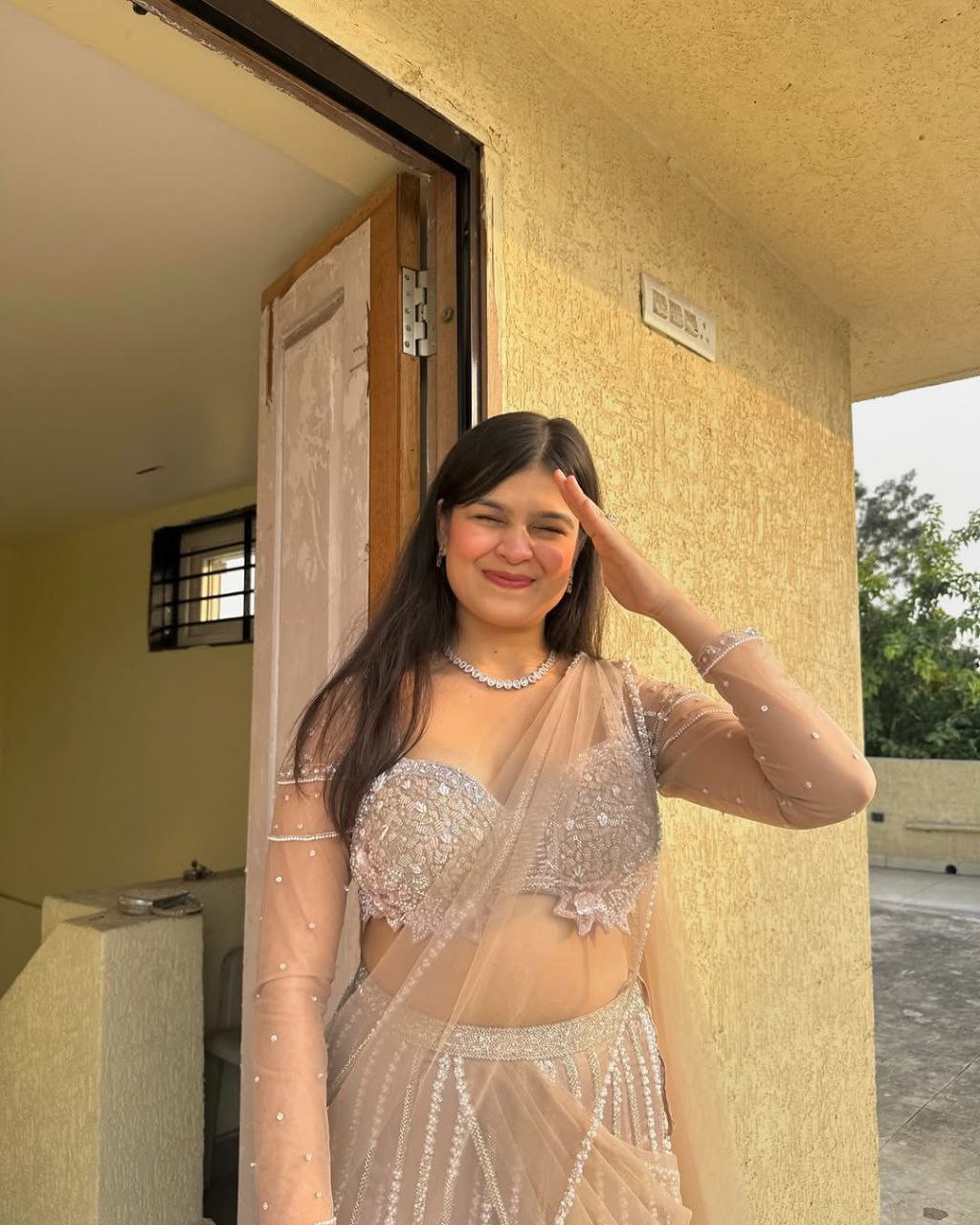 Silver Color Butterfly Net Beautiful Embroidered Lehenga Choli - Image 3