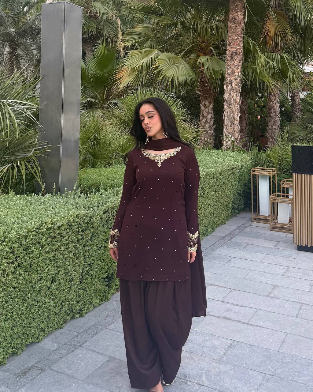 Embroidery Sequence Work Maroon Color Suit - Image 4