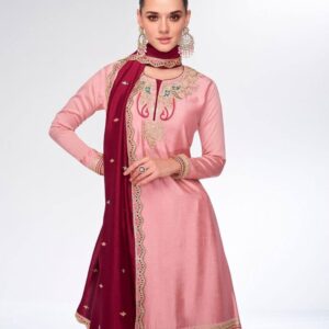 Pink Color Heavy Chinon Silk Sharara Suit