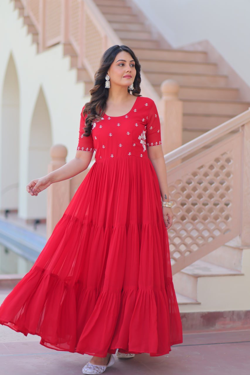 Lovely Red Color Long Gown - Image 4
