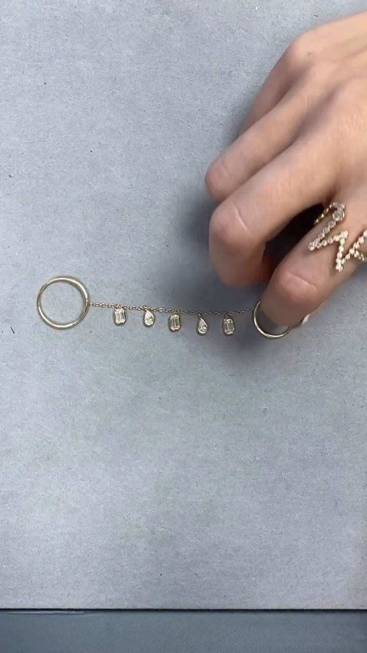 Delicate Dual-Ring Chain Hand Harness with Stone Drops - Image 2