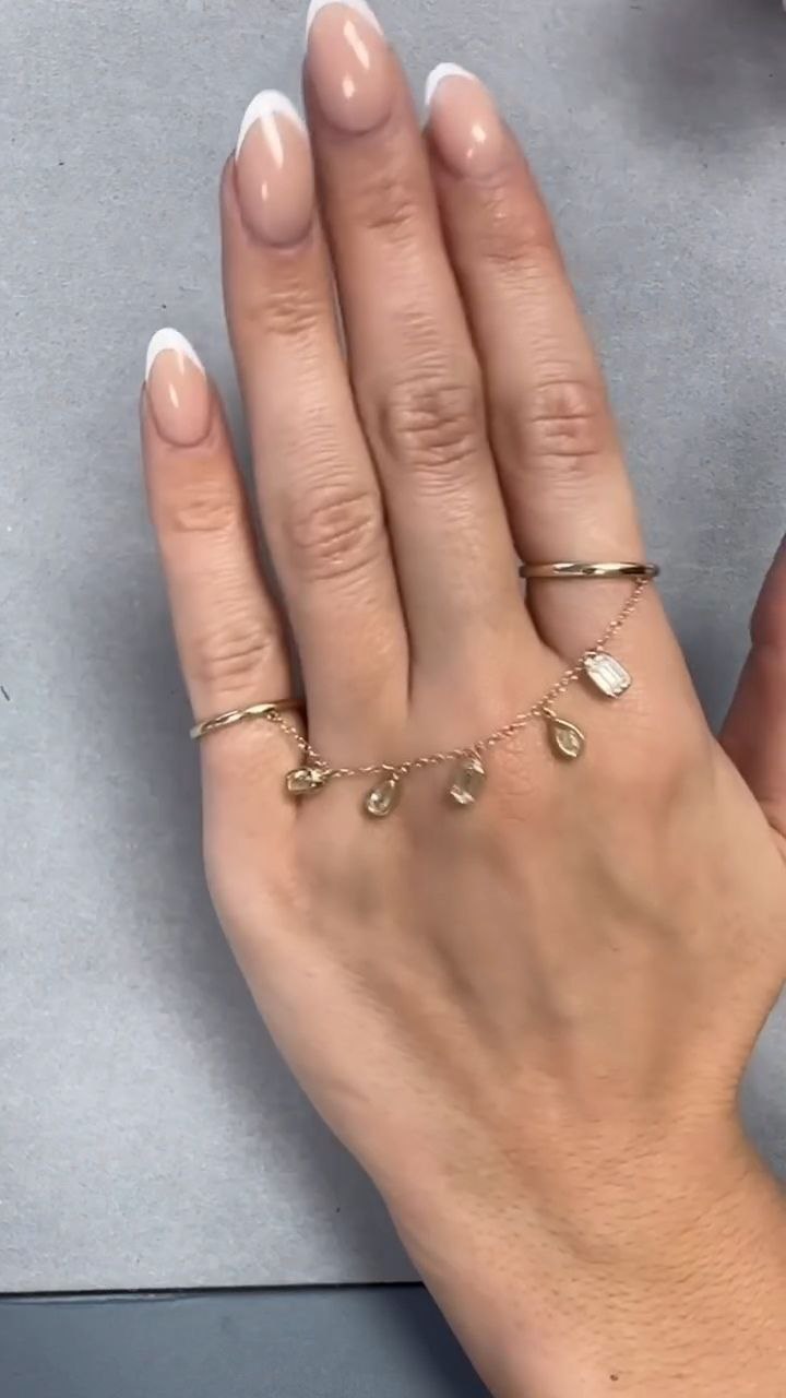 Delicate Dual-Ring Chain Hand Harness with Stone Drops - Image 4