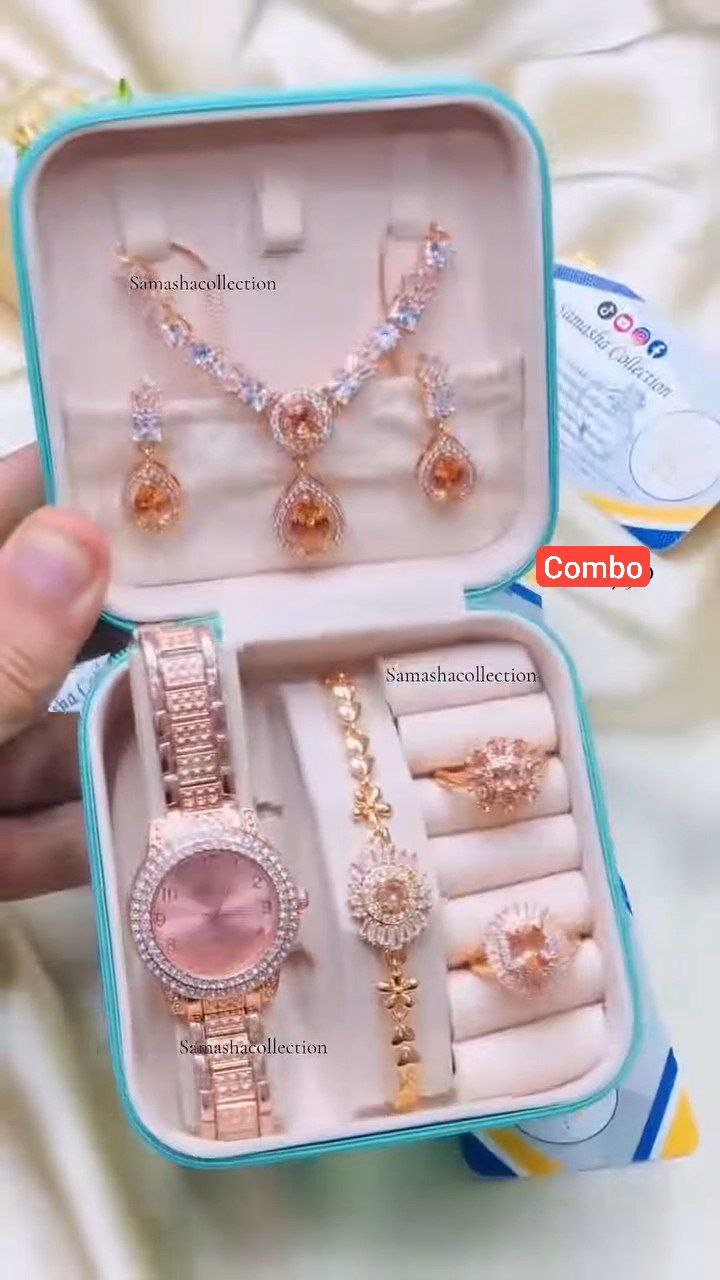 Rose Gold Complete Jewelry & Watch Gift Set