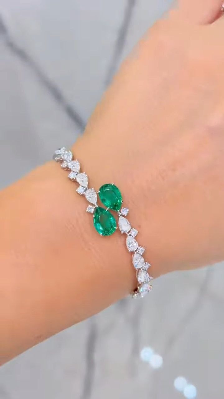 Dual Emerald Oval Stone Diamond-Style Ring SKU:7039 - Image 4