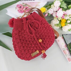 Handcrafted Crochet Drawstring Sling Bag