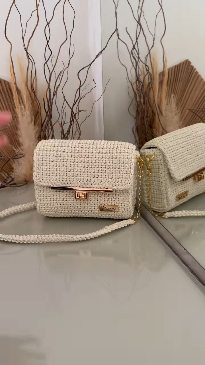 Handcrafted Crochet Flap Sling Bag with Gold Lock