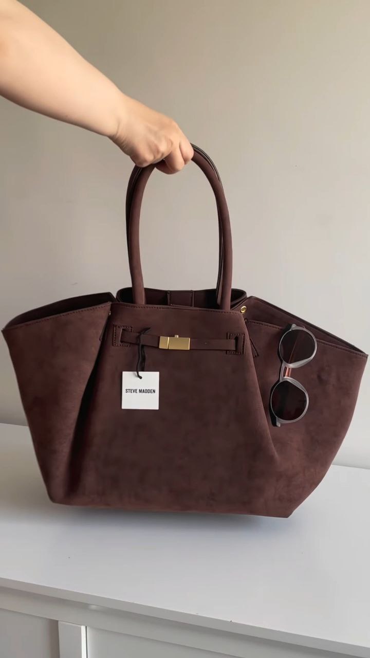 Structured Brown Tote Handbag with Dual Handles