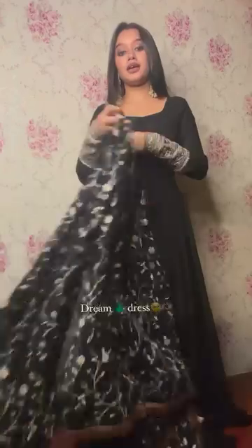 Black Designer Floor-Length Anarkali Set with Sequin Work Dupatta