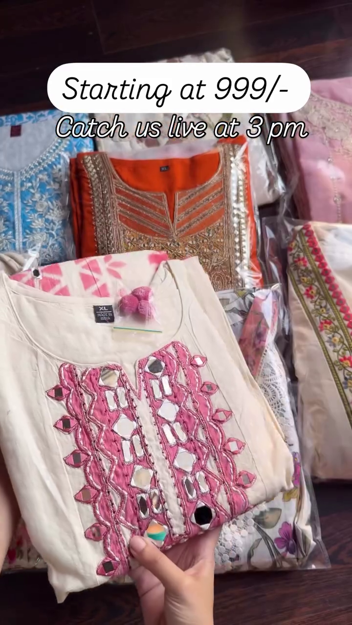 Floral Printed Cotton Suit Set with Embroidered Neckline - Image 3