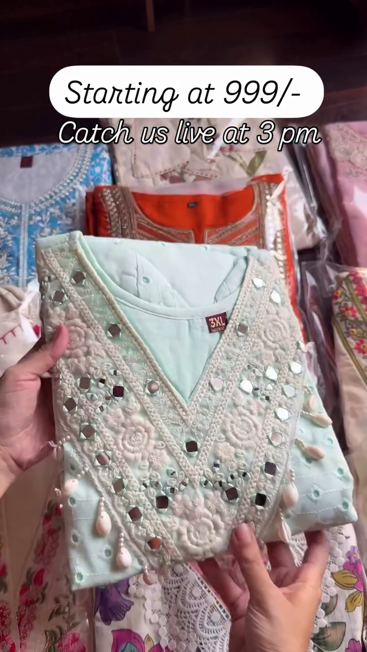 Floral Printed Cotton Suit Set with Embroidered Neckline - Image 5