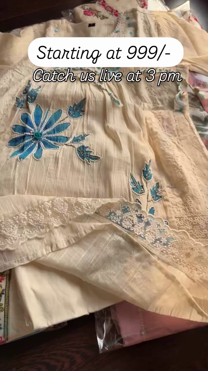 Floral Printed Cotton Suit Set with Embroidered Neckline - Image 4