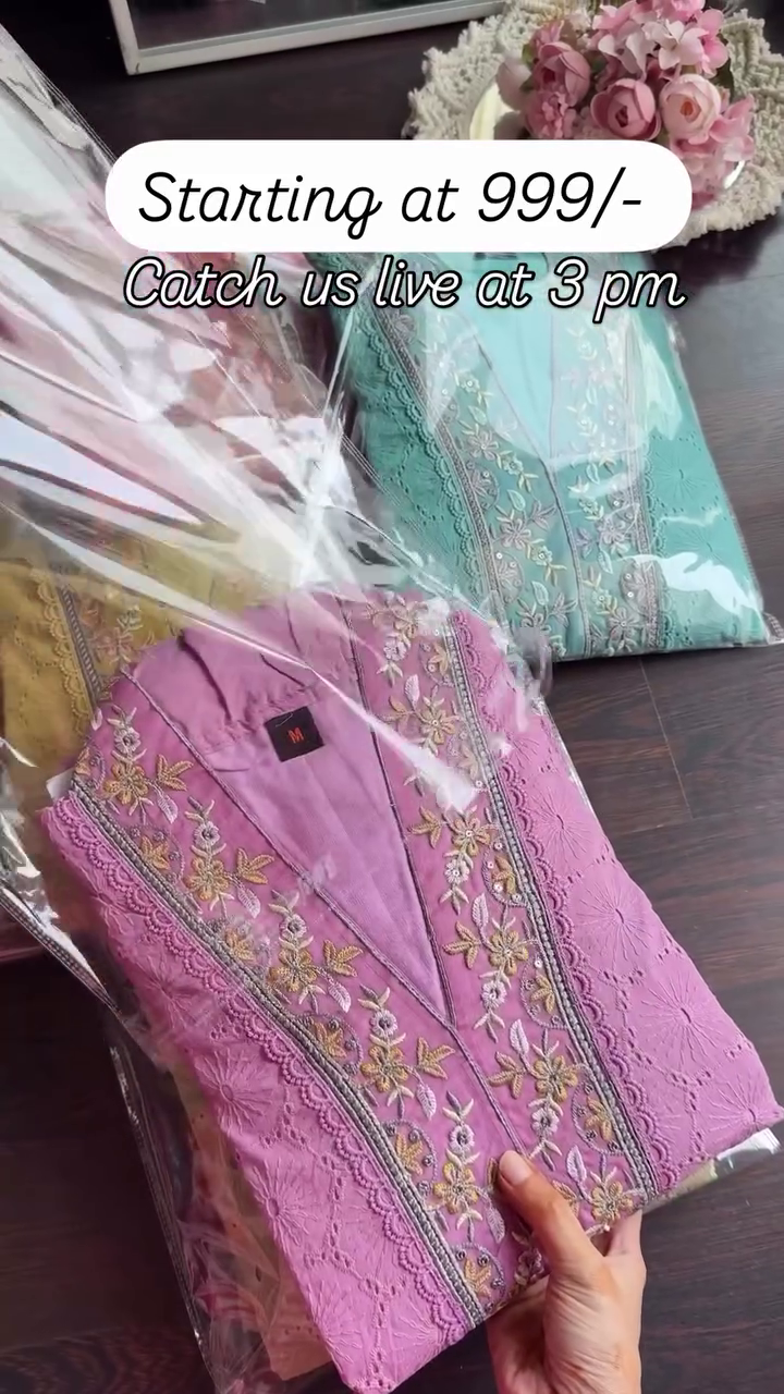 Floral Printed Cotton Suit Set with Embroidered Neckline - Image 10