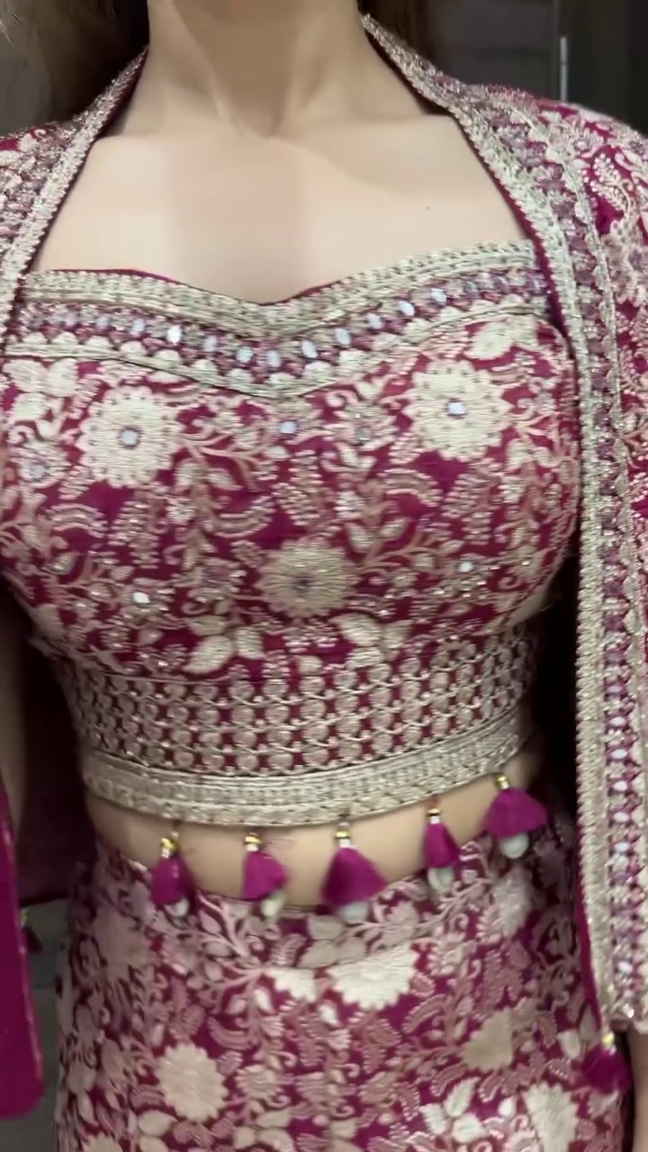 Designer Embroidered Sharara Set with Cape Jacket - Image 4