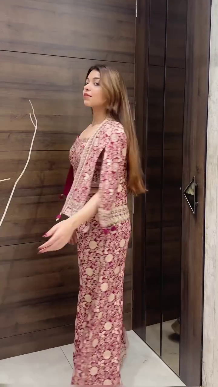 Designer Embroidered Sharara Set with Cape Jacket - Image 6