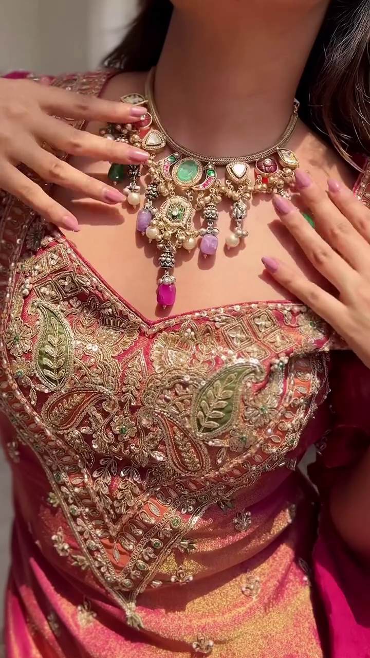 Embroidered Sharara Suit Set with Dupatta - Image 2