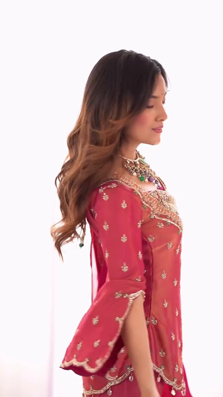 Embroidered Sharara Suit Set with Dupatta - Image 13