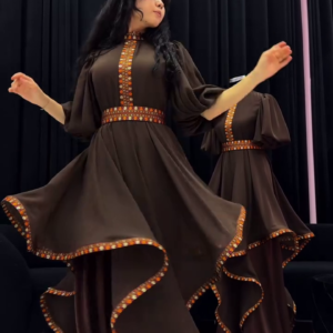 Chocolate Brown Indo-Western Flared Kurta Set