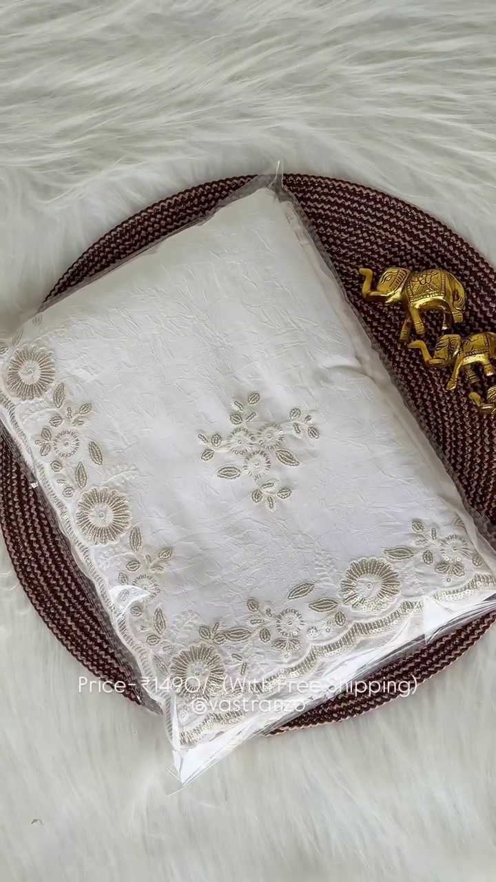 Premium Floral Embroidered Chiffon Dupatta Set - Image 2