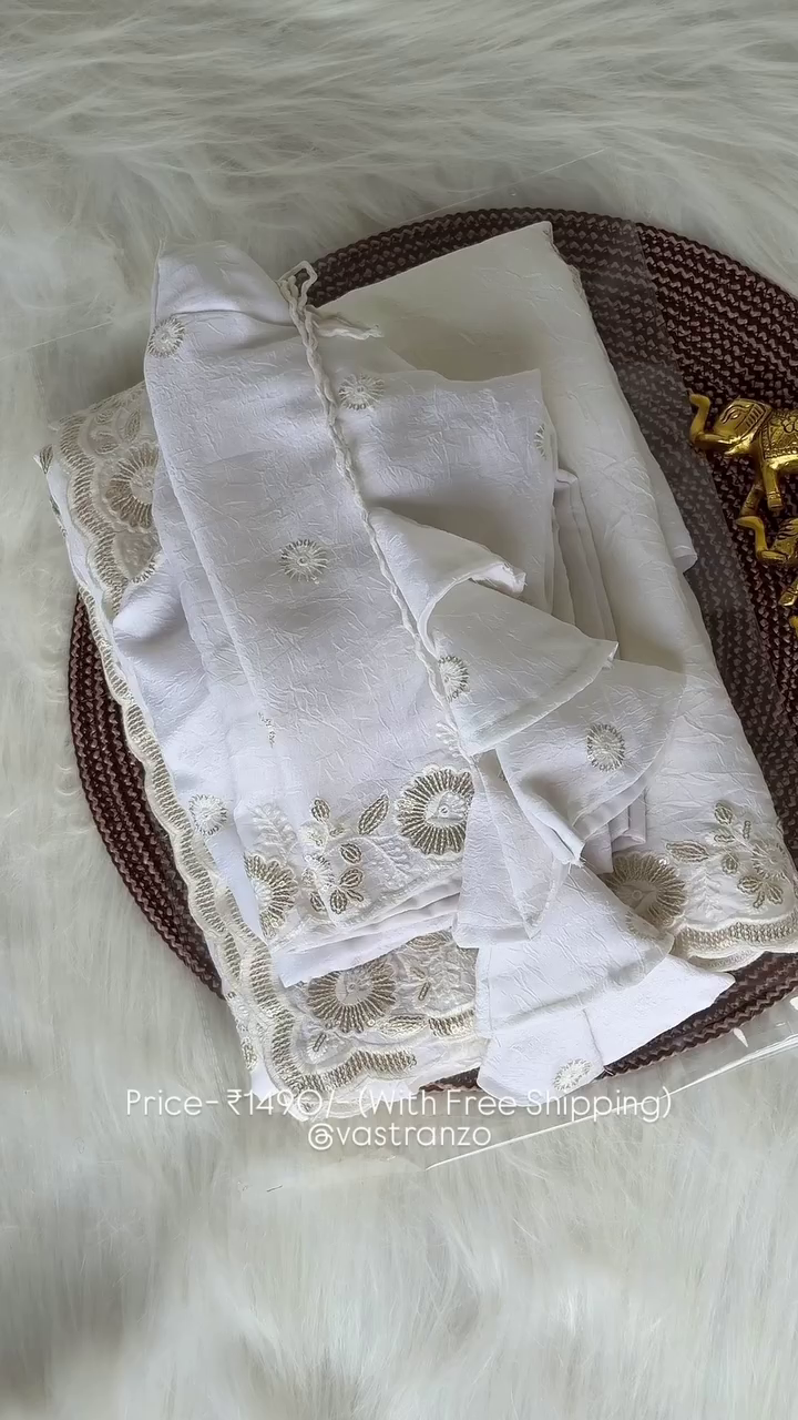 Premium Floral Embroidered Chiffon Dupatta Set - Image 4