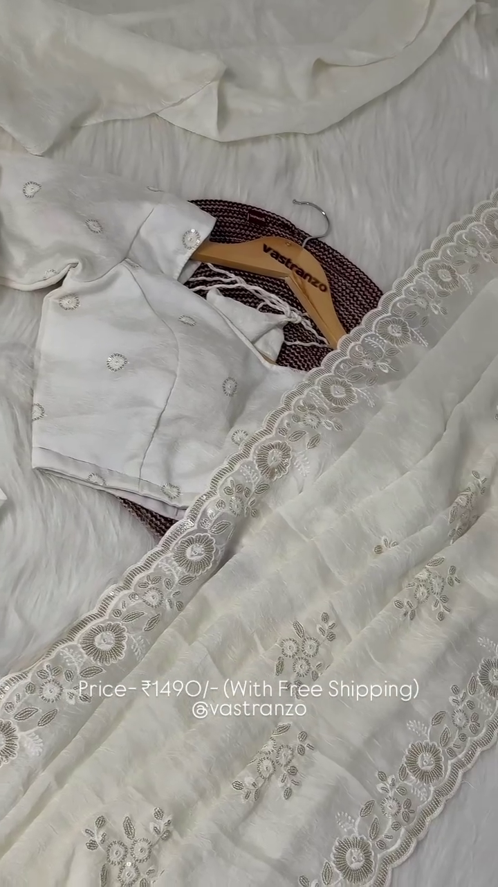 Premium Floral Embroidered Chiffon Dupatta Set - Image 5