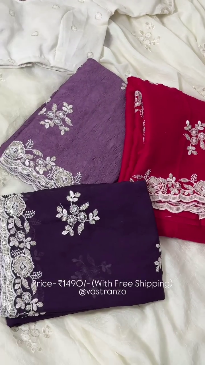 Premium Floral Embroidered Chiffon Dupatta Set