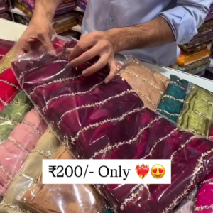 Velvet Touch Net Blend with Zari & Sequence Work