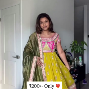 Multi-Color Embroidered Anarkali Gown with Traditional Dupatta ? Festive Wear Combo