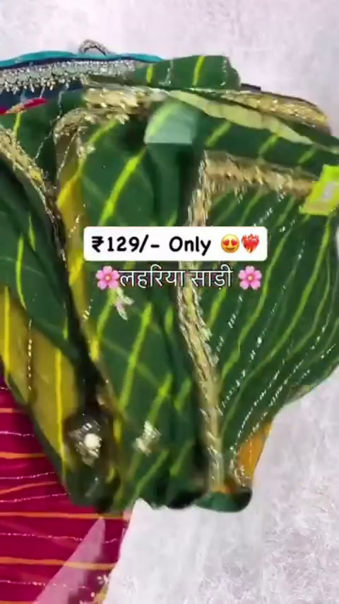 Traditional Rajasthani Leheriya Saree with Gota Border - Image 2