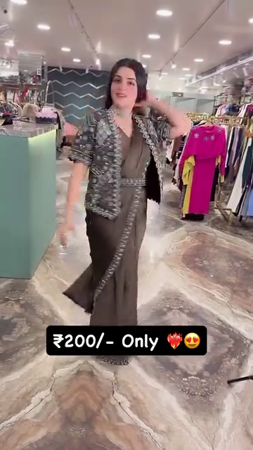 Designer Drape Saree with Embellished Shrug ? Indo-Western Set - Image 3