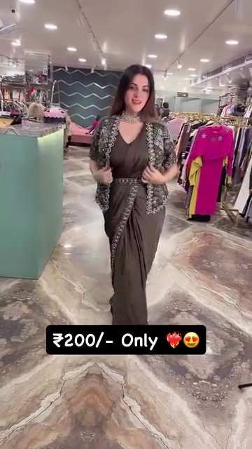 Designer Drape Saree with Embellished Shrug ? Indo-Western Set - Image 4