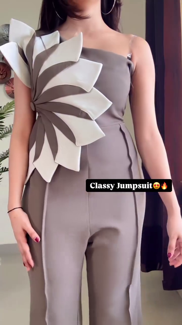 Designer One-Shoulder 3D Applique Jumpsuit ? Premium Western Wear - Image 2