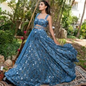 Blue Color Beautiful Sequins Work lehenga Choli