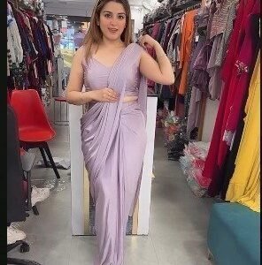 Party Wear Levender Chinon Silk Wear Saree With Sequence Embroidery Work Koti