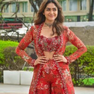 Red Color Beautiful Floral Digital Print Sharara Suit