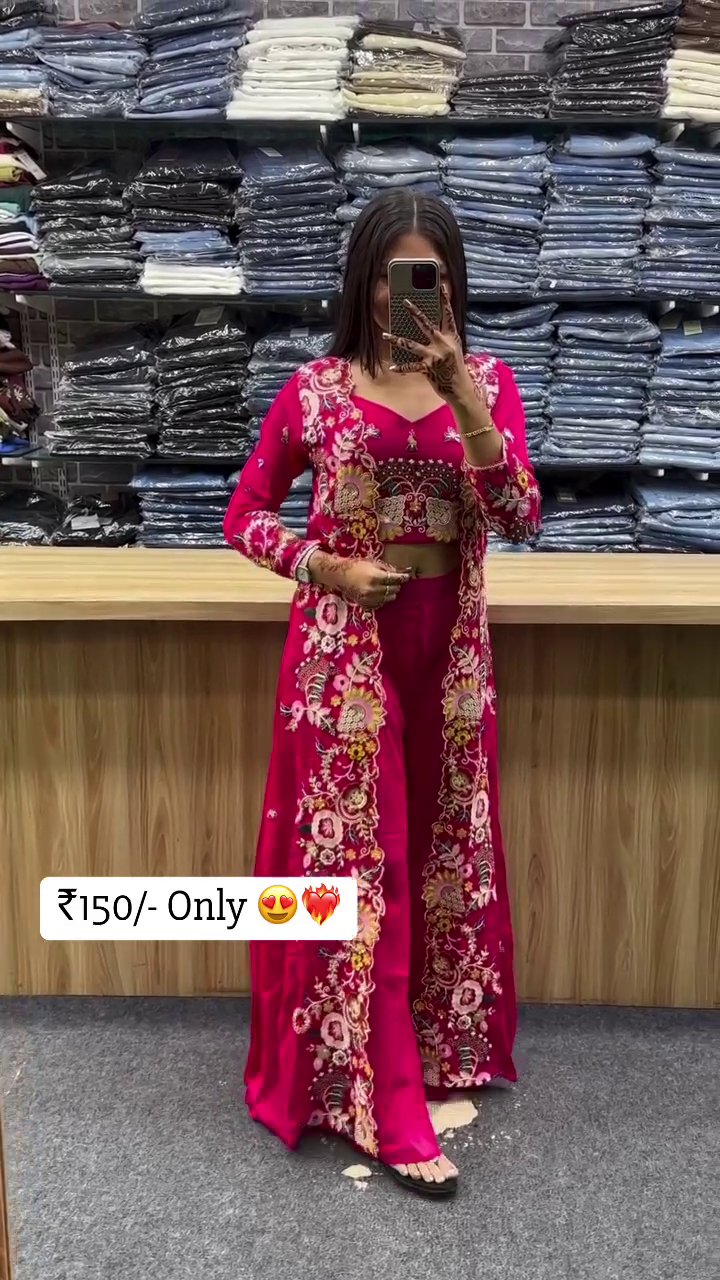 Embroidered 3-Piece Indo-Western Co-Ord Set - Image 2