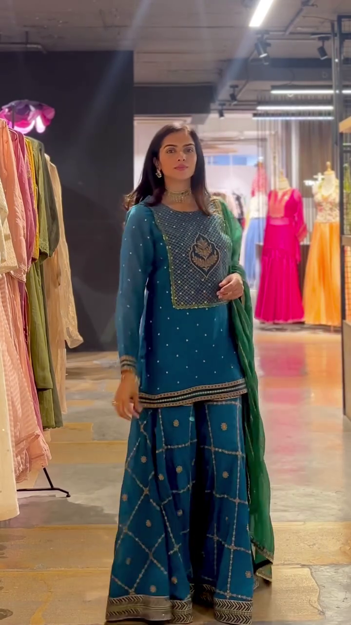 Cream & Pink Festive Sharara Set - Image 5