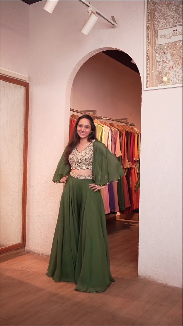 Embroidered Pink Peplum Palazzo Set with Dupatta - Image 5