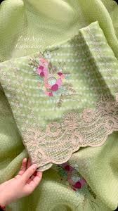 Vibrant Zari Aari Embroidered Floral Fabric